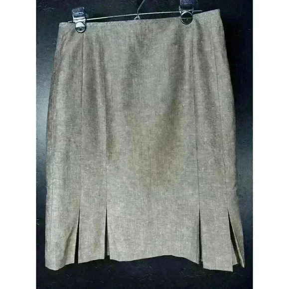 Tahari Arthur S. Levine Pleated Preppy Knee Length A-Line Skirt Brown Size 6 - Picture 1 of 5